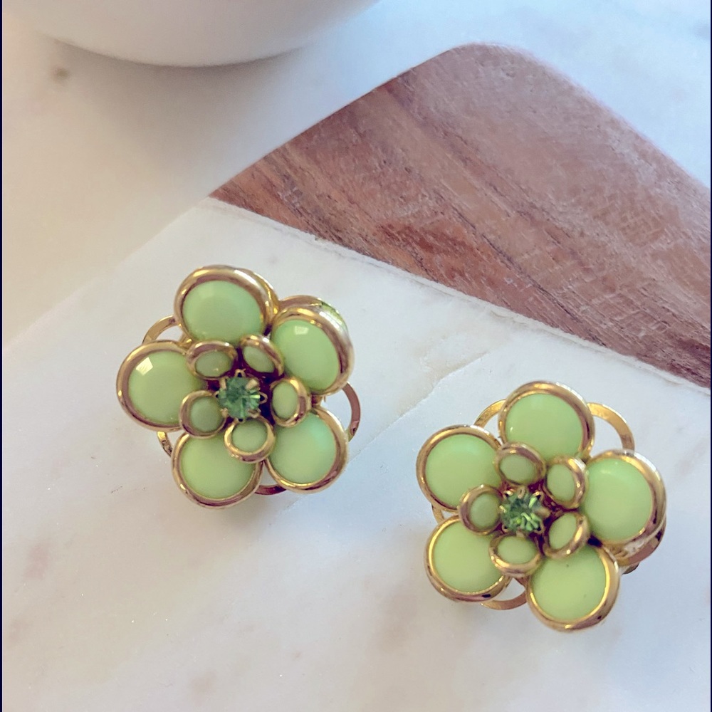 Vintage pastel green clip earrings